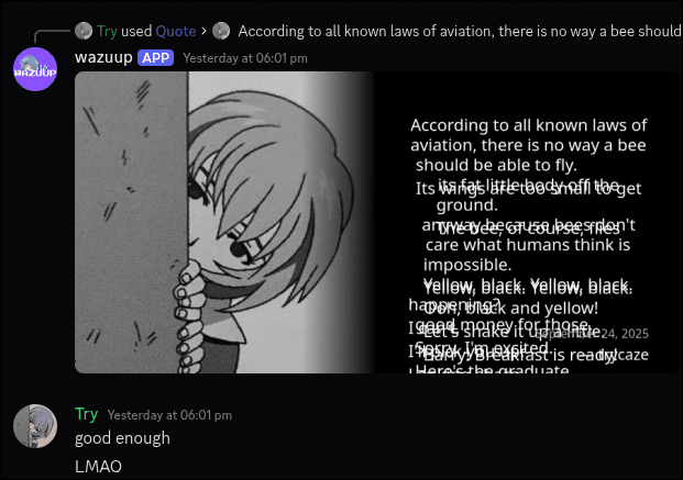 Message Quoting example